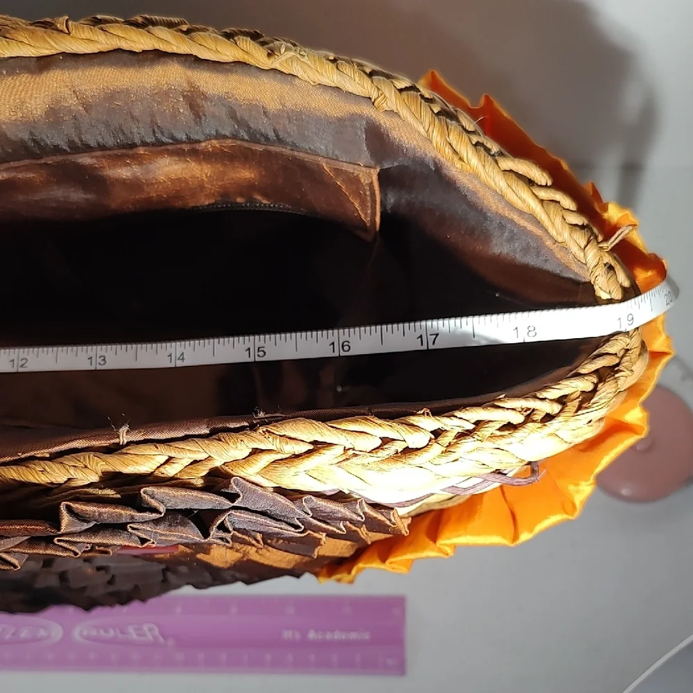 Chico's Brown and Orange Tote with Rosette Accents - Picture 8 of 16